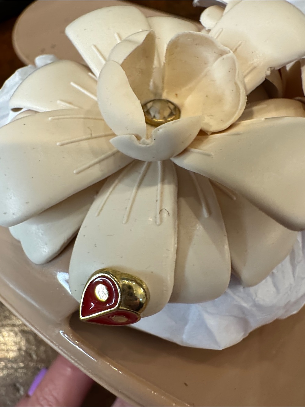 💕kate spade Cream Floral Embellished Slide Sandals - Picture 2 of 6
